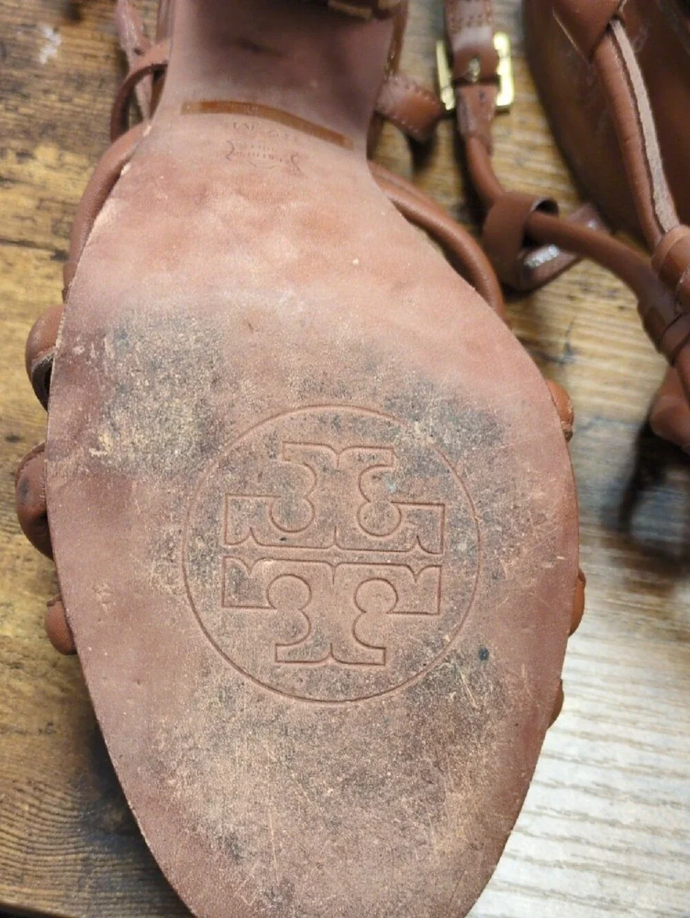 Tory Burch Brown Knotted Leather Slingback Heels